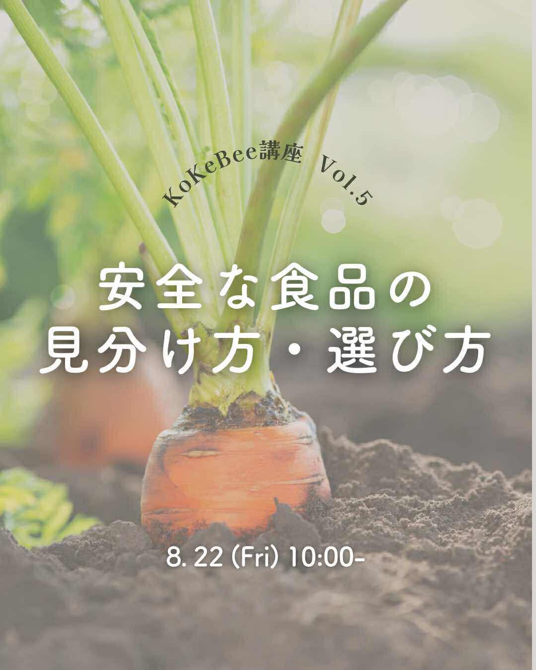8/22開催 KoKeBee講座 Vol.5 【安全な食品の見分け方・選び方】